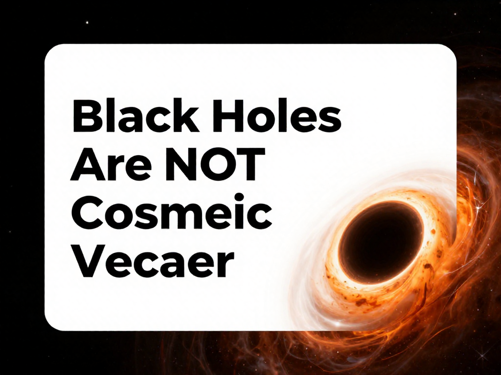 Pinterest pin graphic with bold text saying black holes are not cosmic vacuum cleaners over a glowing black hole