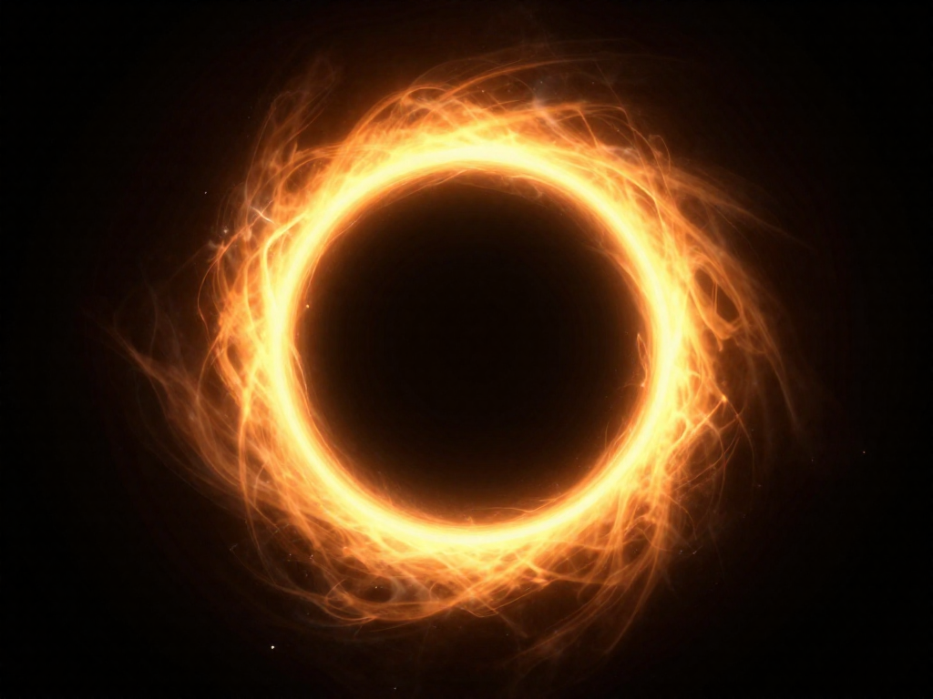 Illustration of a black hole showing a glowing orange ring of light around a dark center