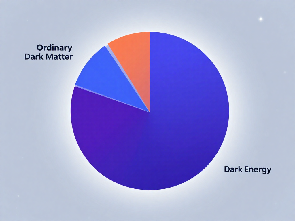 Pie chart showing the universe made of about 5 percent ordinary matter, 27 percent dark matter, and 68 percent dark energy