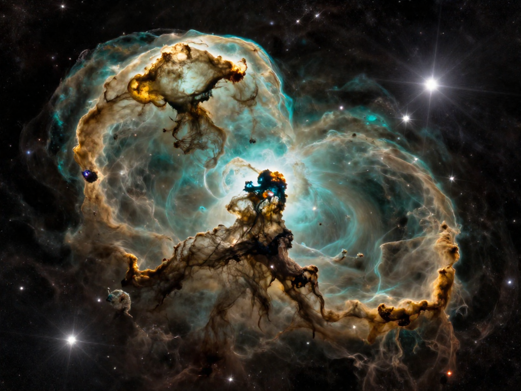 Towering columns of gas and dust forming a real stellar nursery in deep space