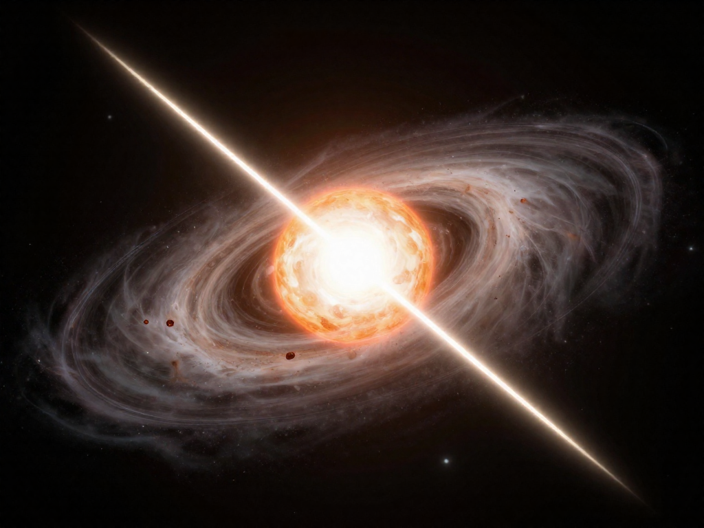 A spinning protostar with a surrounding dust disk and twin polar jets