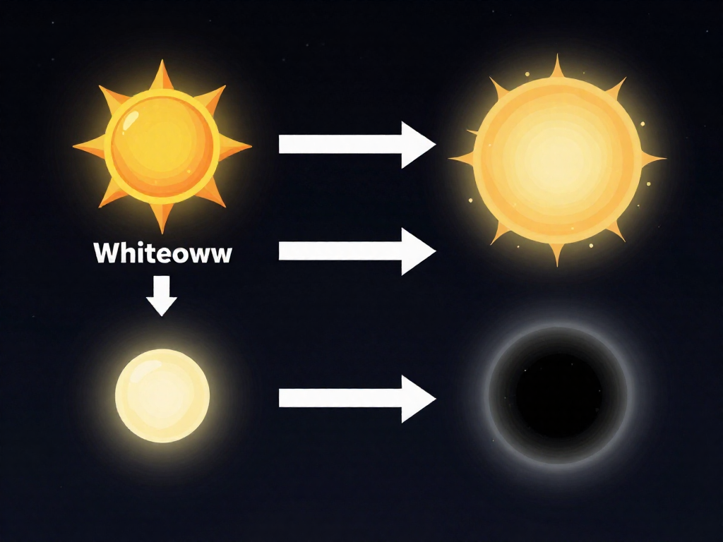Side-by-side comparison of a small star's path versus a massive star's path