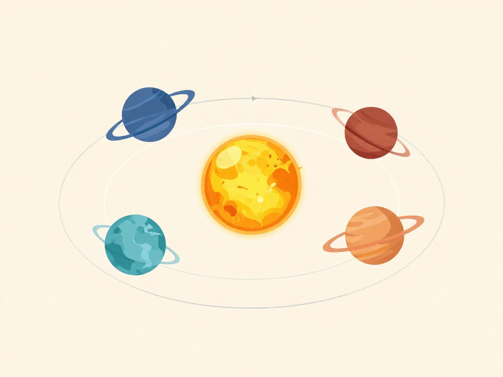 Diagram of the solar system showing planets orbiting on the flat ecliptic plane, explaining why they appear in a line from Earth